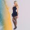 Womens Black Petticoat Dress with Spaghetti Straps and Attached Tutu